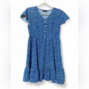 SHEIN Blue Heart Print Fit & Flare Dress | Women’s Medium